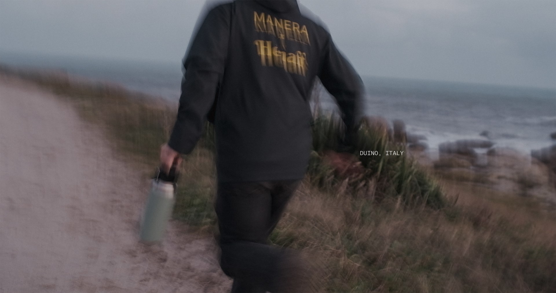 A man running on the beach